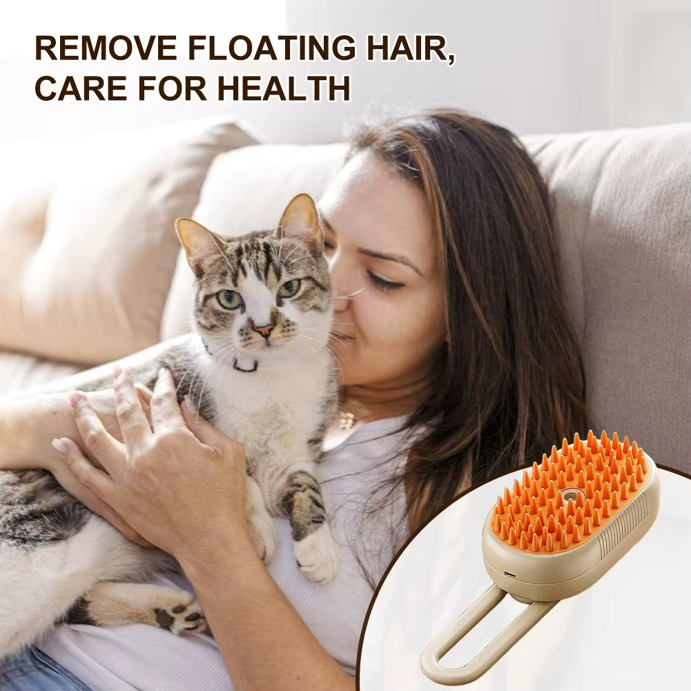 3 in 1 Cat Steam Brush Cat Grooming Brush Pet Hair Removal Comb for Removing Tangled and Loosse Hair