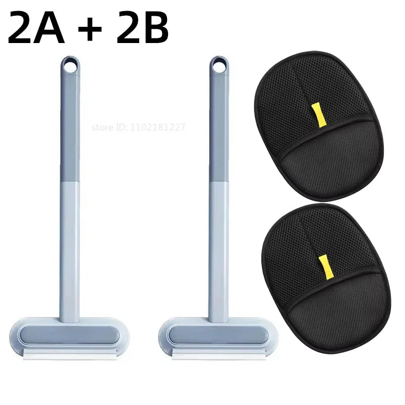 Pet Hair Removal Set Tool Reusable Static Removal Gloves Double-Sided Grooming Gloves Remove Dog Cat Fur Hair for Carpets Sofa