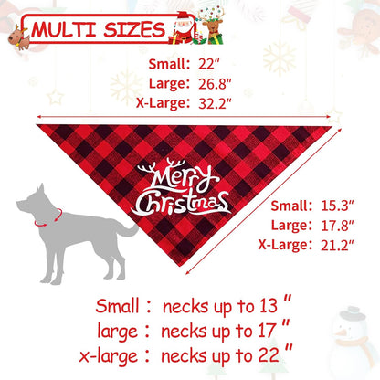 2 Pack Christmas Buffalo Plaid Dog Bandanas - Scarf Triangle Bibs Kerchief Merry Christmas Pet Costume for Small Medium Large Dogs Cats (Christmas 1, Small)