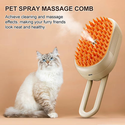 3 in 1 Cat Steam Brush Cat Grooming Brush Pet Hair Removal Comb for Removing Tangled and Loosse Hair