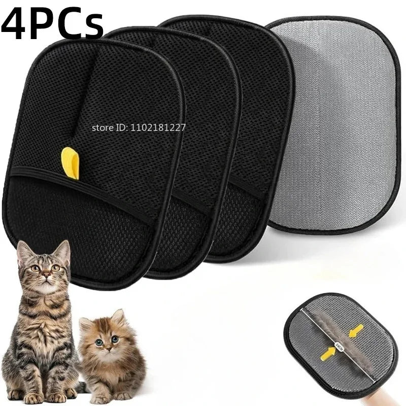 Pet Hair Removal Set Tool Reusable Static Removal Gloves Double-Sided Grooming Gloves Remove Dog Cat Fur Hair for Carpets Sofa