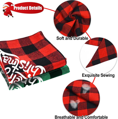 2 Pack Christmas Buffalo Plaid Dog Bandanas - Scarf Triangle Bibs Kerchief Merry Christmas Pet Costume for Small Medium Large Dogs Cats (Christmas 1, Small)