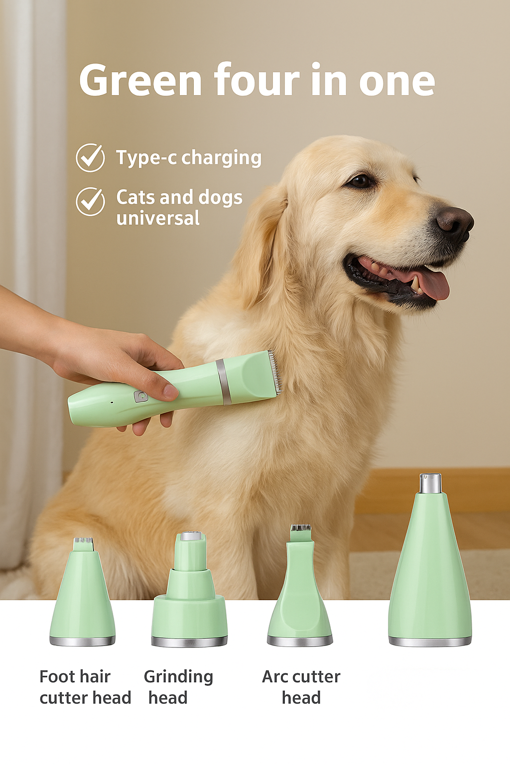 4 in 1 electric pet care hair trimmer and nail clipper