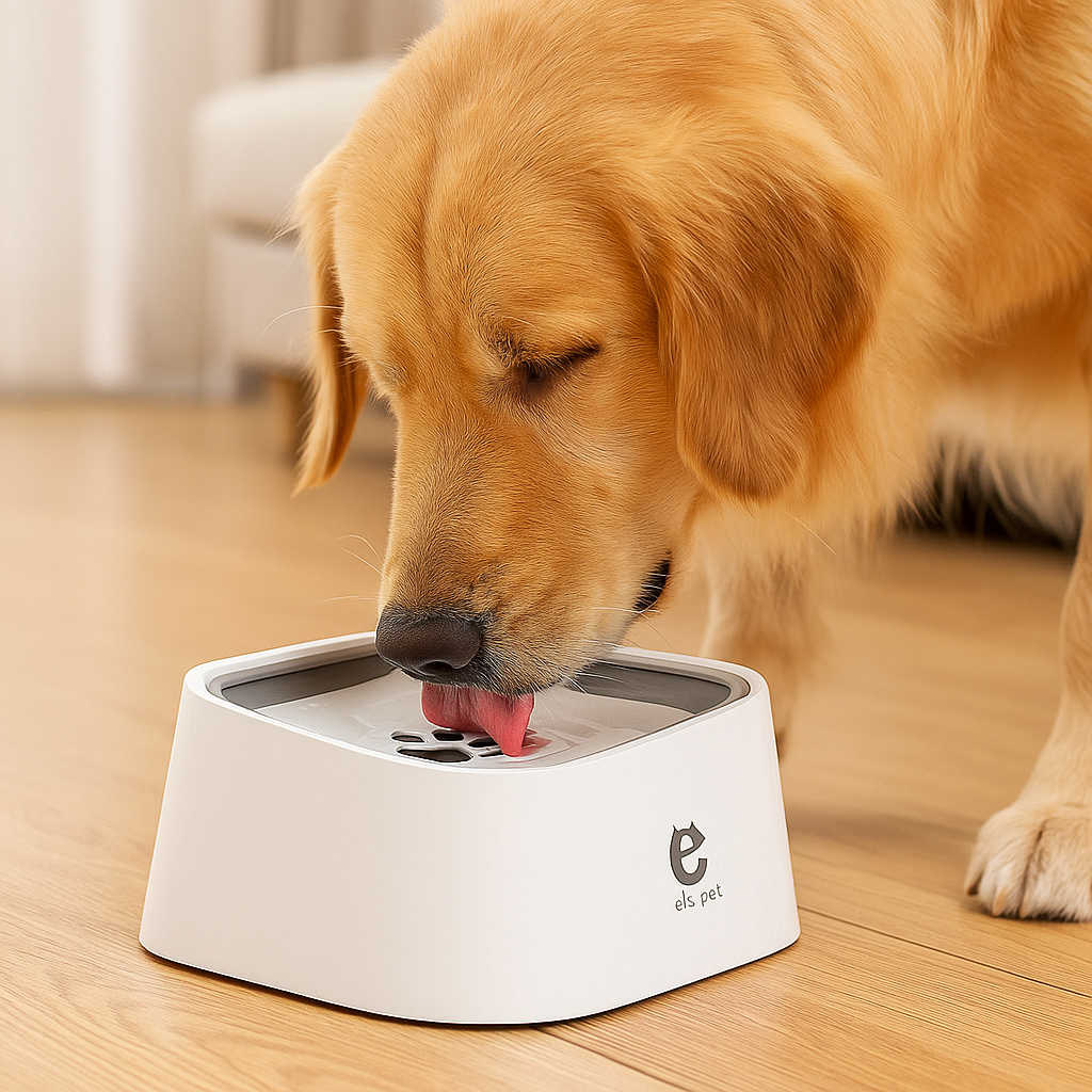 Dog Drinking Water Bowl with Floating Design